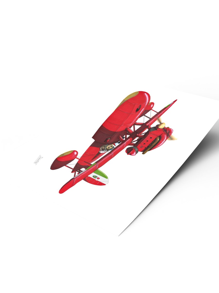 Porco Rosso plane drawing Poster, Çerçevesiz Tv Film Poster