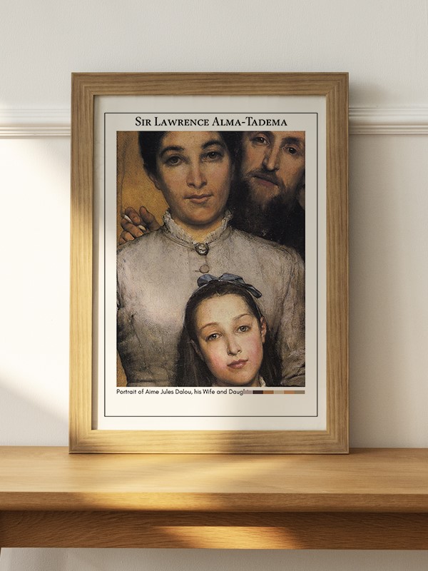 Sir Lawrence Alma-Tadema Portrait of Aime Jules Dalou, his Wife and Daughter Poster - En İyi Fiyatlarla