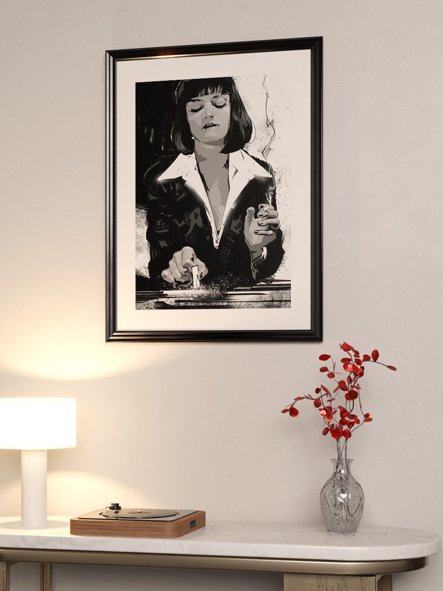 Pulp Fiction Mia BW Poster, Çerçevesiz Tv Film Poster