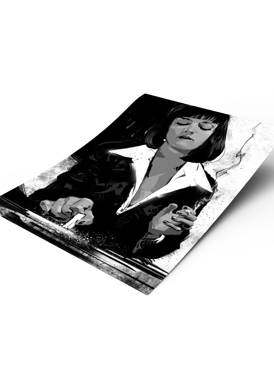 Pulp Fiction Mia BW Poster, Çerçevesiz Tv Film Poster