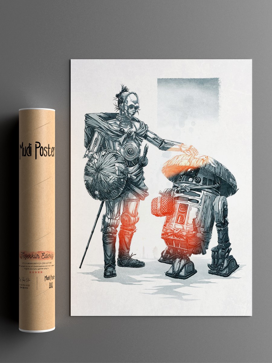 R2-D2 and C-3PO Anime Poster Çerçevesiz Yüksek Kalite Anime Duvar Poster
