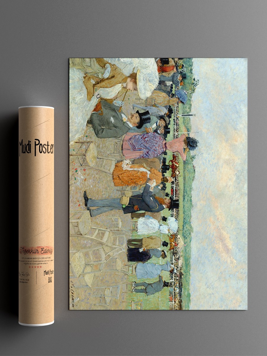 Races at Longchamp Tablo Sanatsal Ünlü Ressam Poster Çerçevesiz Yüksek Kalite Poster