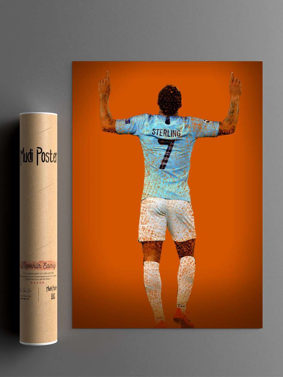 Raheem Sterling Futbol Poster Çerçevesiz Yüksek Kalite Futbolcu Duvar Poster