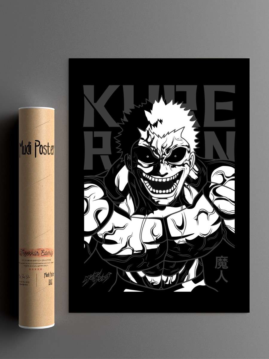 Raian Kure Kengan Ashura Anime Poster Çerçevesiz Yüksek Kalite Anime Duvar Poster