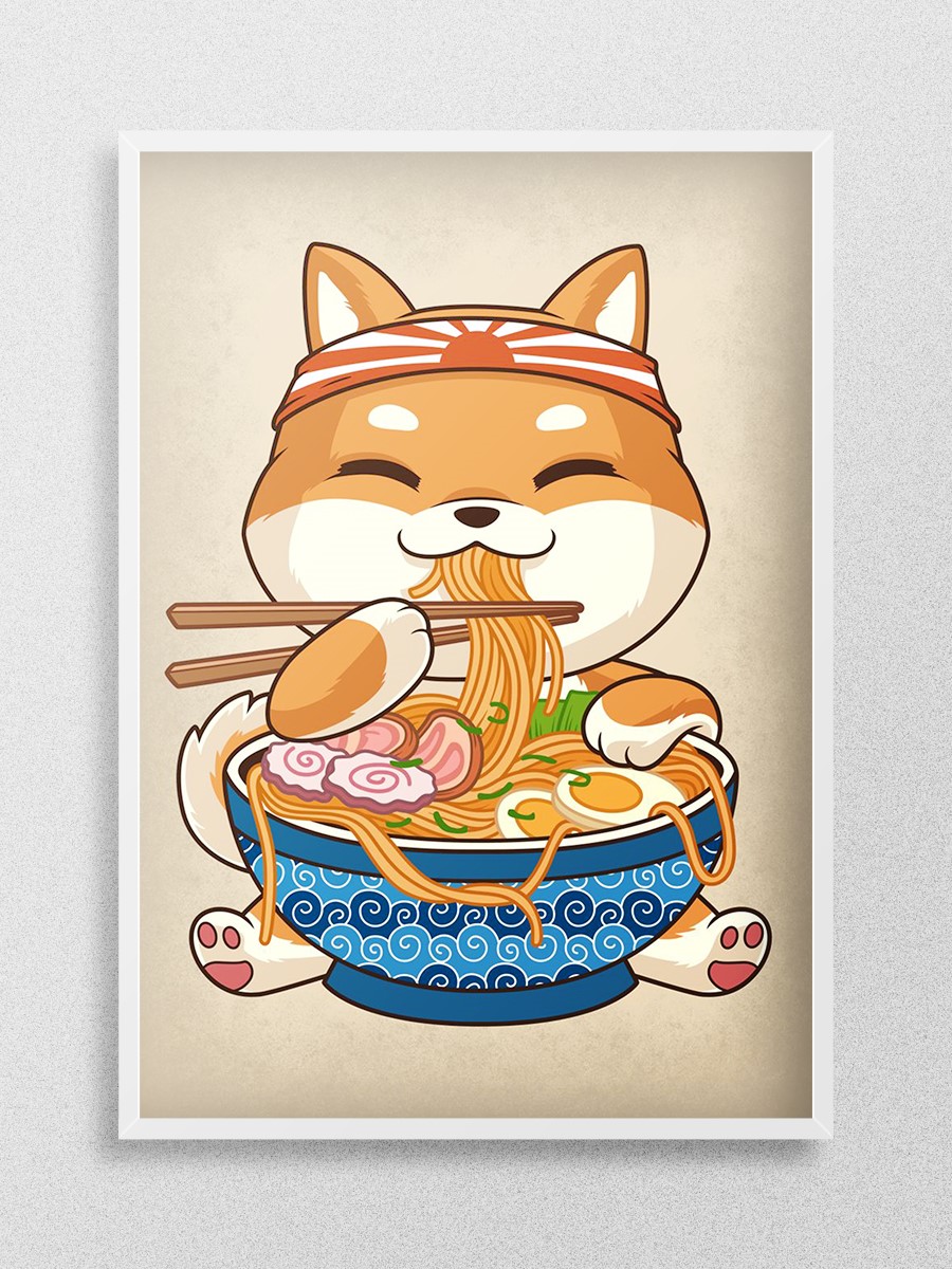 Ramen Shiba Inu Dog Anime Poster Çerçevesiz Yüksek Kalite Anime Duvar Poster