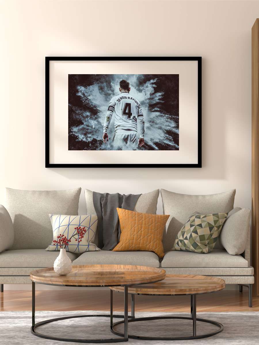 Ramos Illustration Futbol Poster Çerçevesiz Yüksek Kalite Futbolcu Duvar Poster