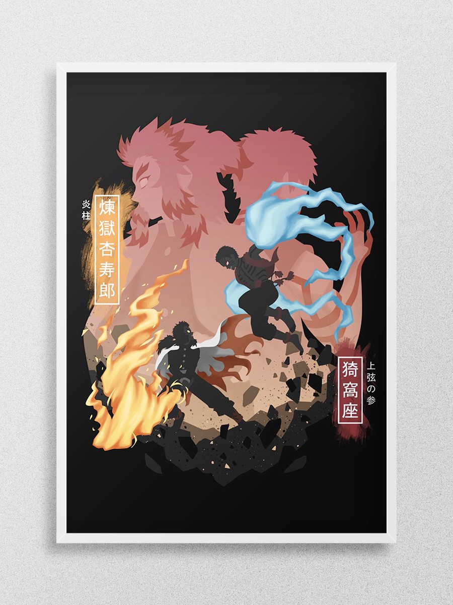 Rengoku Akaza Anime Poster Çerçevesiz Yüksek Kalite Anime Duvar Poster