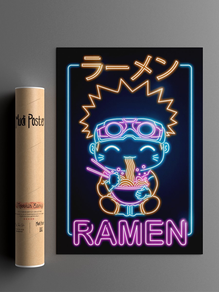 Retro Ramen Ninja Anime Poster Çerçevesiz Yüksek Kalite Anime Duvar Poster