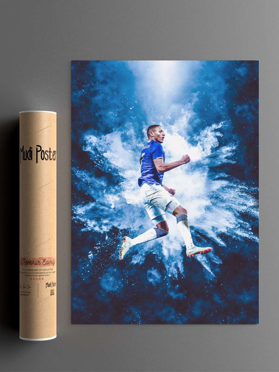Richarlison Illustration Futbol Poster Çerçevesiz Yüksek Kalite Futbolcu Duvar Poster