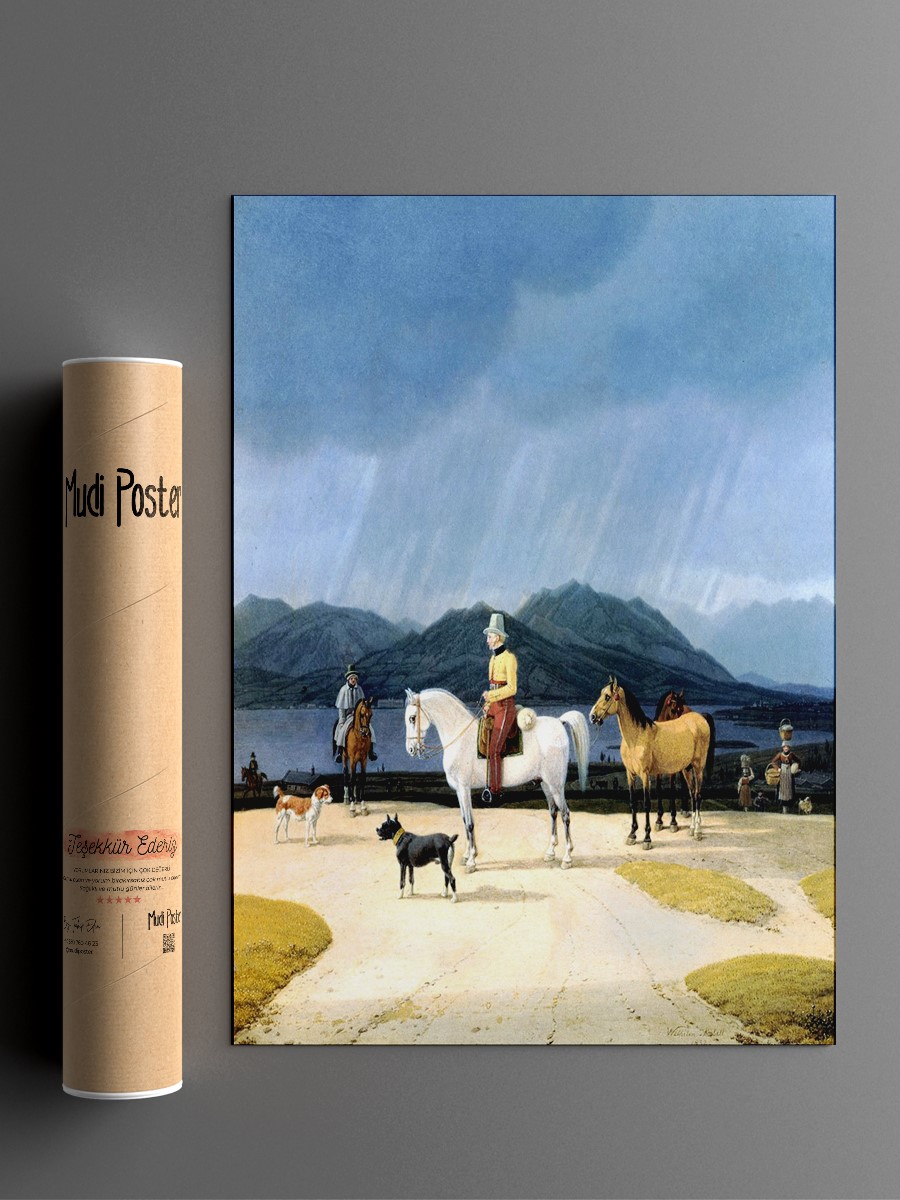Riders at the Tegernsee Tablo Sanatsal Ünlü Ressam Poster Çerçevesiz Yüksek Kalite Poster