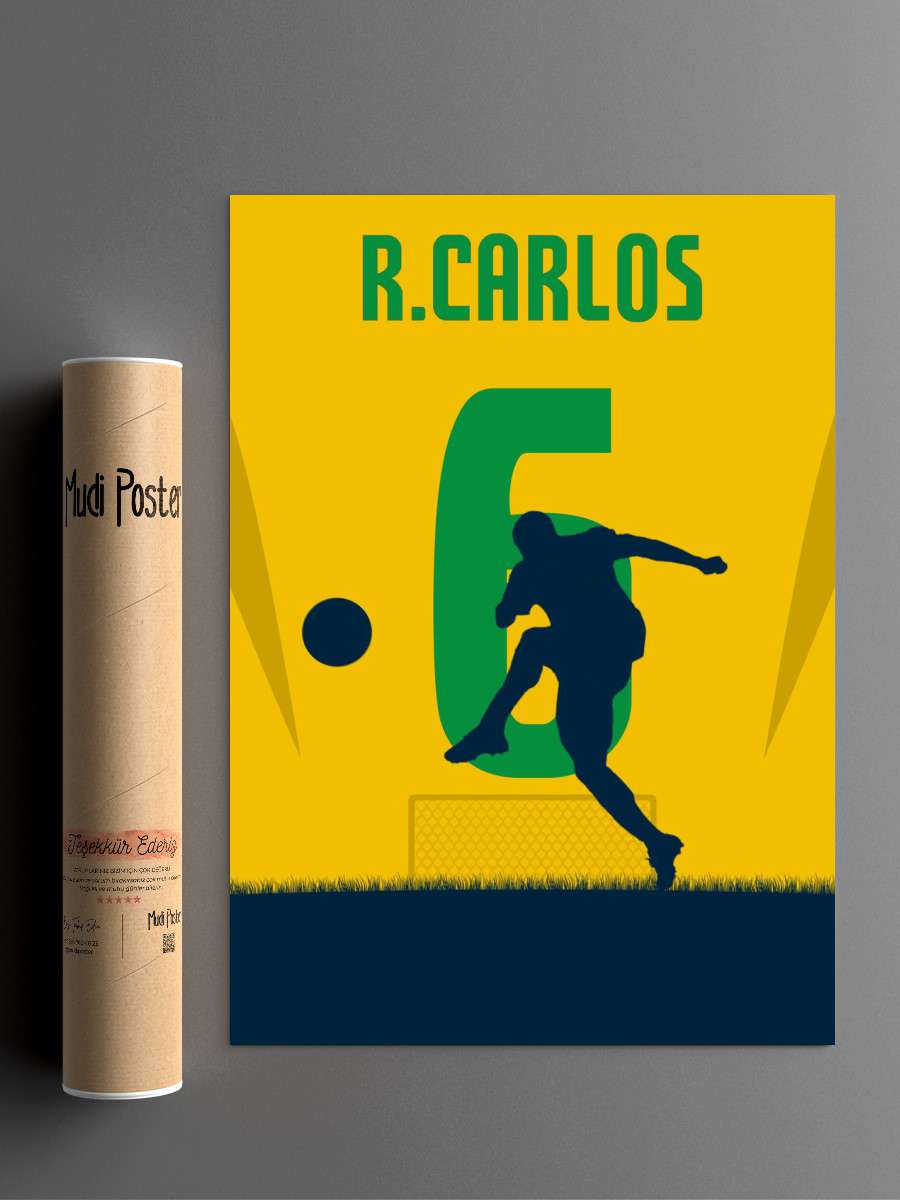 Roberto Carlos Futbol Poster Çerçevesiz Yüksek Kalite Futbolcu Duvar Poster