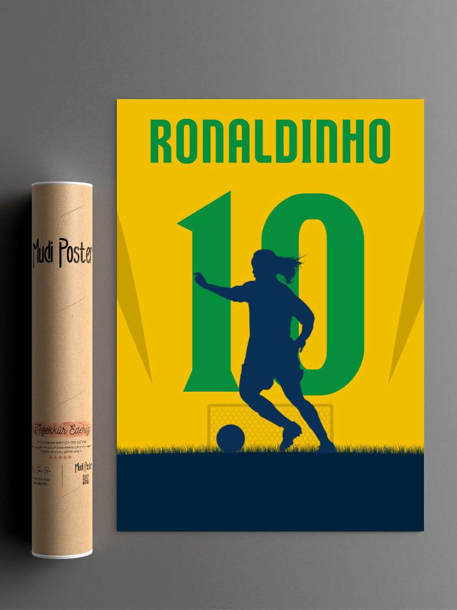 Ronaldinho Futbol Poster Çerçevesiz Yüksek Kalite Futbolcu Duvar Poster