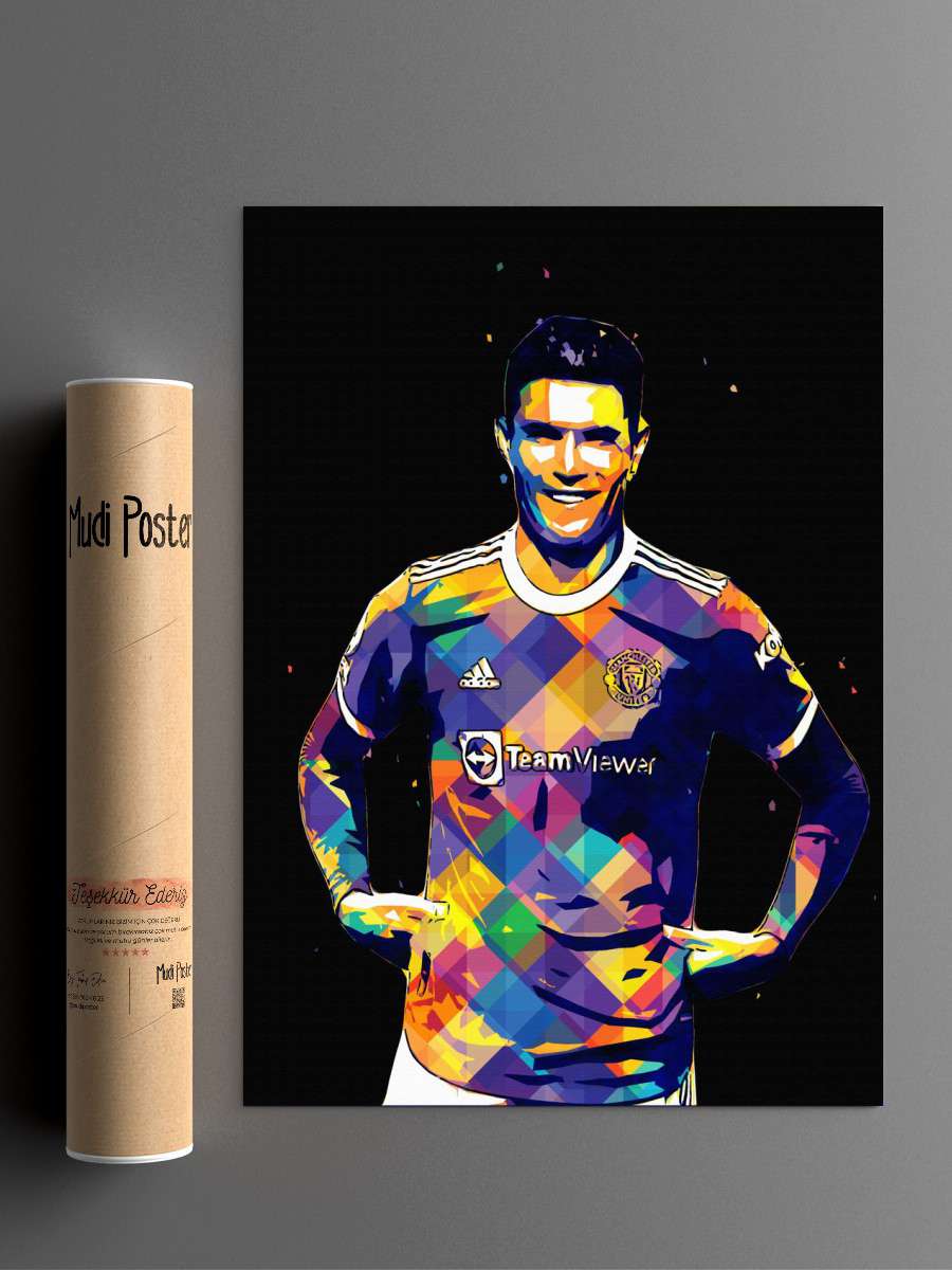 Ronaldo MU Futbol Poster Çerçevesiz Yüksek Kalite Futbolcu Duvar Poster