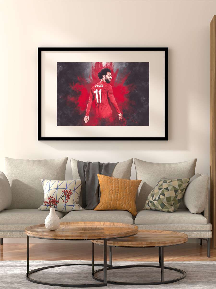 Salah Illustration Futbol Poster Çerçevesiz Yüksek Kalite Futbolcu Duvar Poster