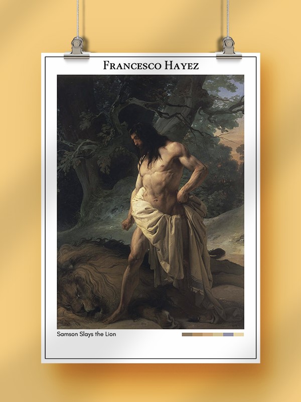 Francesco Hayez Samson Slays the Lion Poster