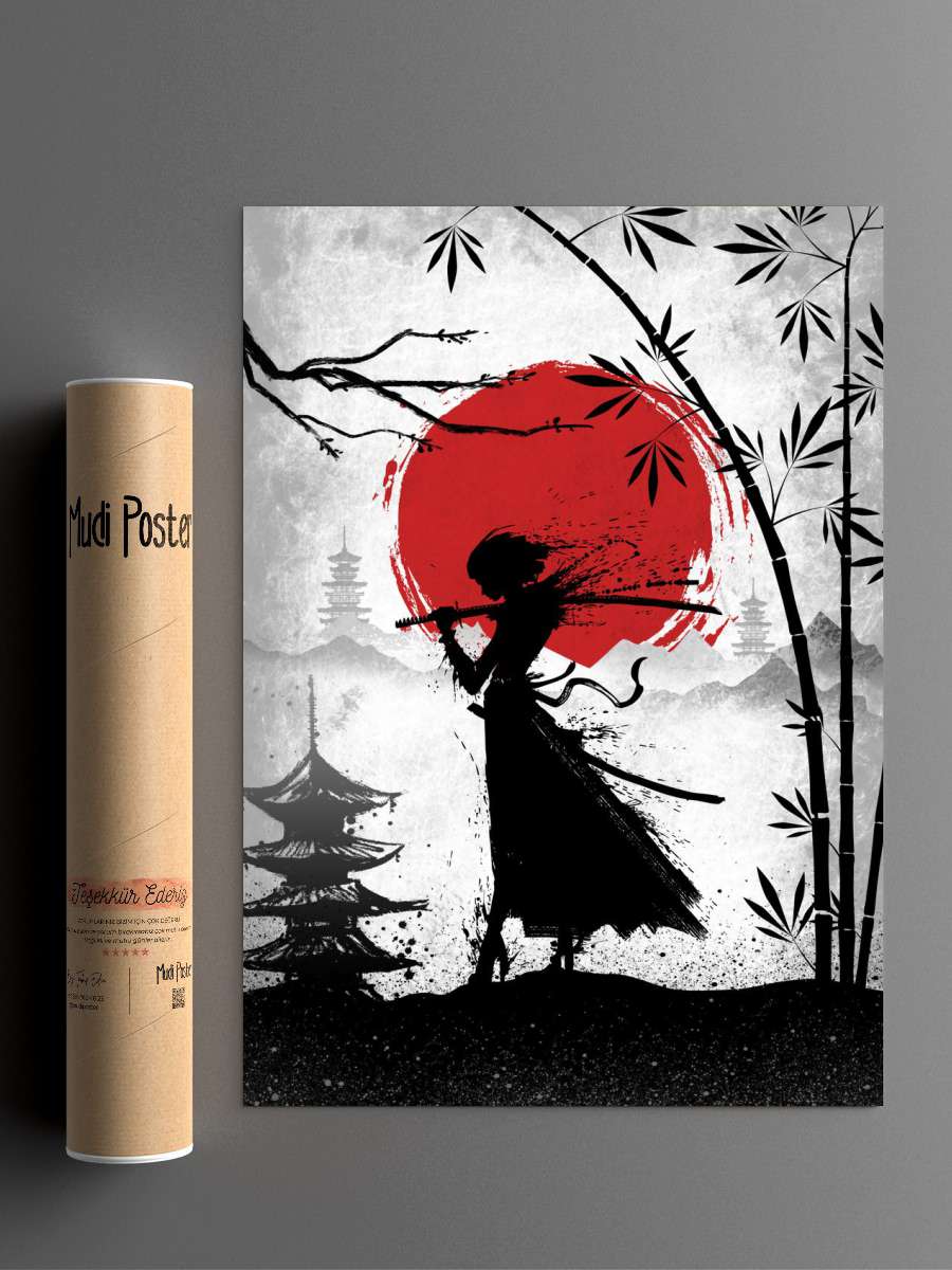 Samurai girl Anime Poster Çerçevesiz Yüksek Kalite Anime Duvar Poster