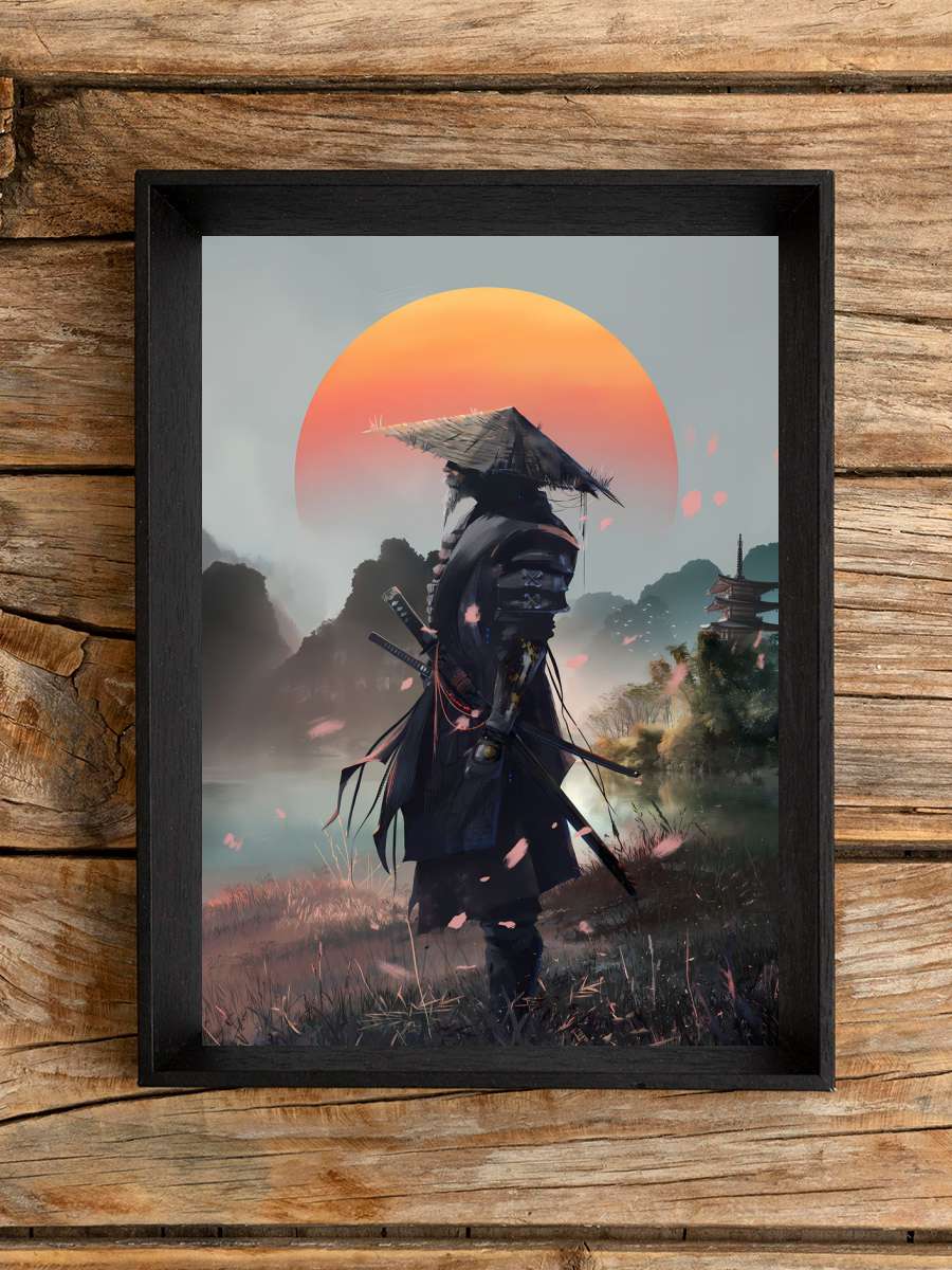 Samurai Warrior Sunset Anime Poster Çerçevesiz Yüksek Kalite Anime Duvar Poster