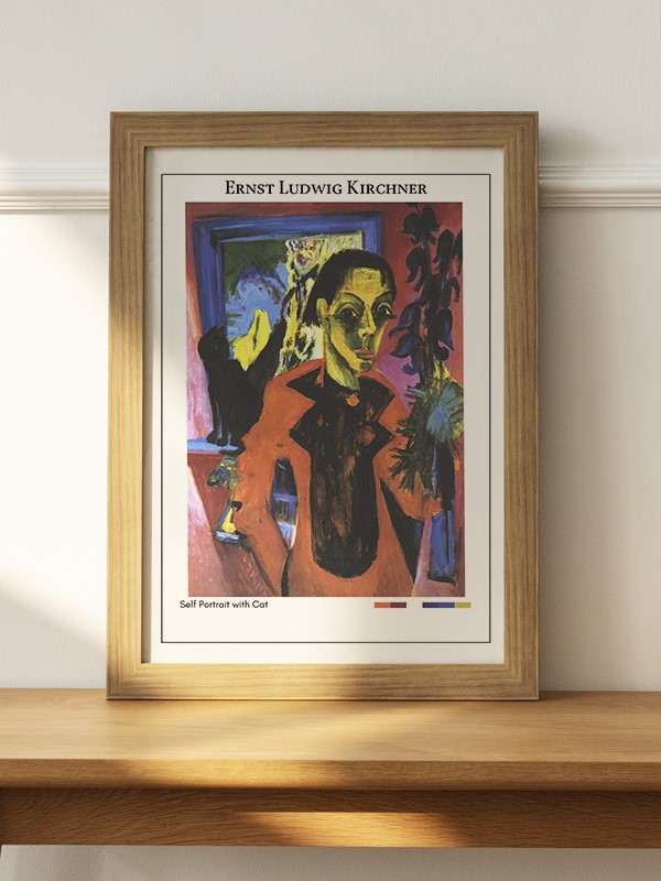 Ernst Ludwig Kirchner Self Portrait with Cat Poster - En İyi Fiyatlarla