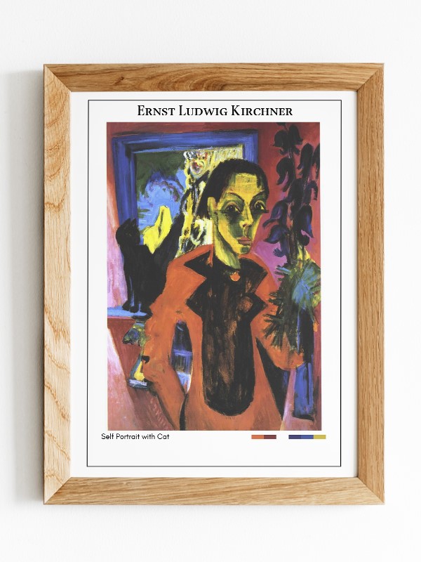 Ernst Ludwig Kirchner Self Portrait with Cat Poster