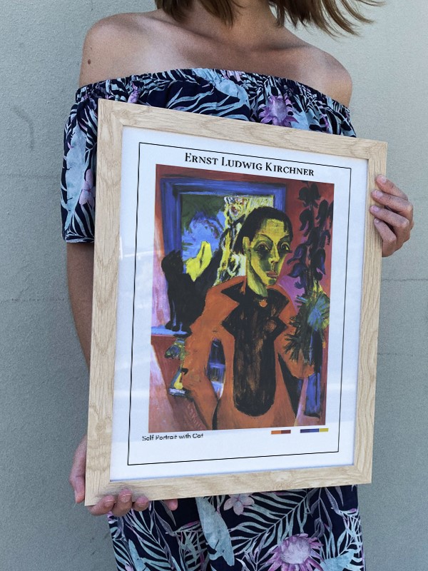 Ernst Ludwig Kirchner Self Portrait with Cat Poster