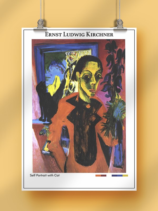 Ernst Ludwig Kirchner Self Portrait with Cat Poster