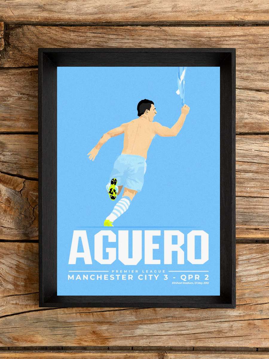 Sergio Aguero Futbol Poster Çerçevesiz Yüksek Kalite Futbolcu Duvar Poster