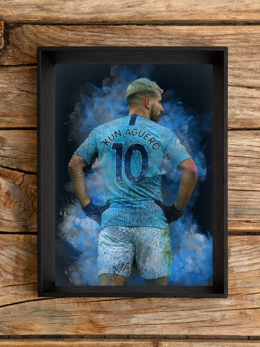 Sergio Aguero Futbol Poster Çerçevesiz Yüksek Kalite Futbolcu Duvar Poster