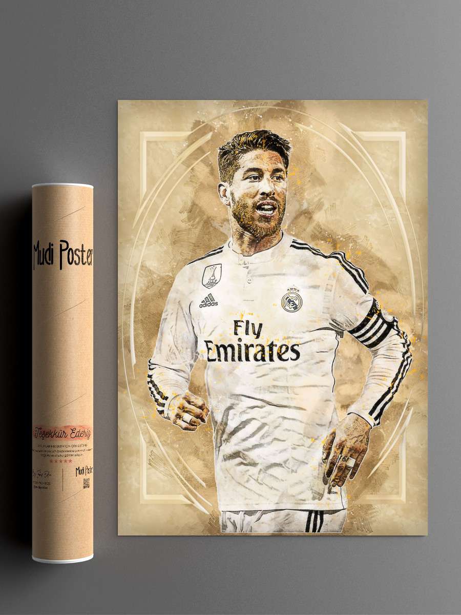Sergio Ramos Futbol Poster Çerçevesiz Yüksek Kalite Futbolcu Duvar Poster