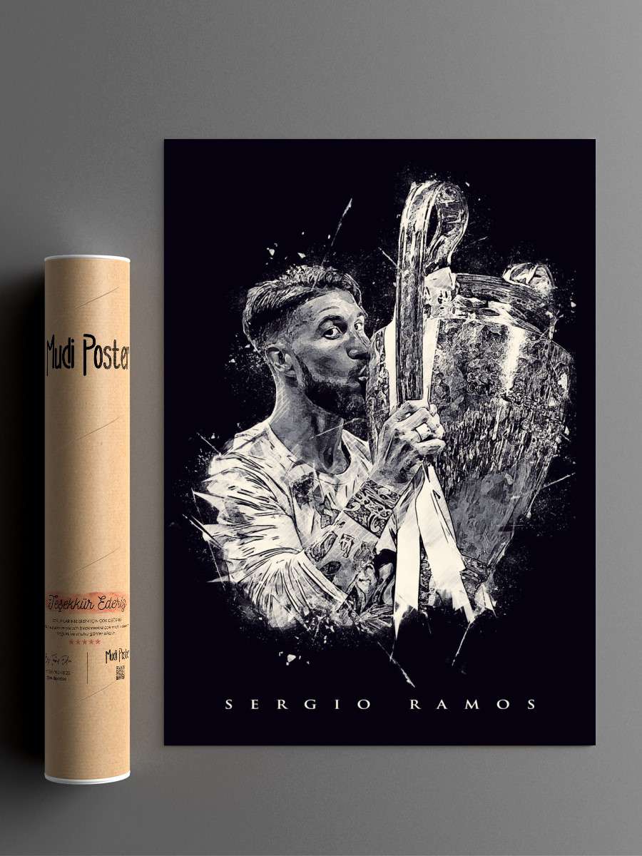 Sergio Ramos Futbol Poster Çerçevesiz Yüksek Kalite Futbolcu Duvar Poster