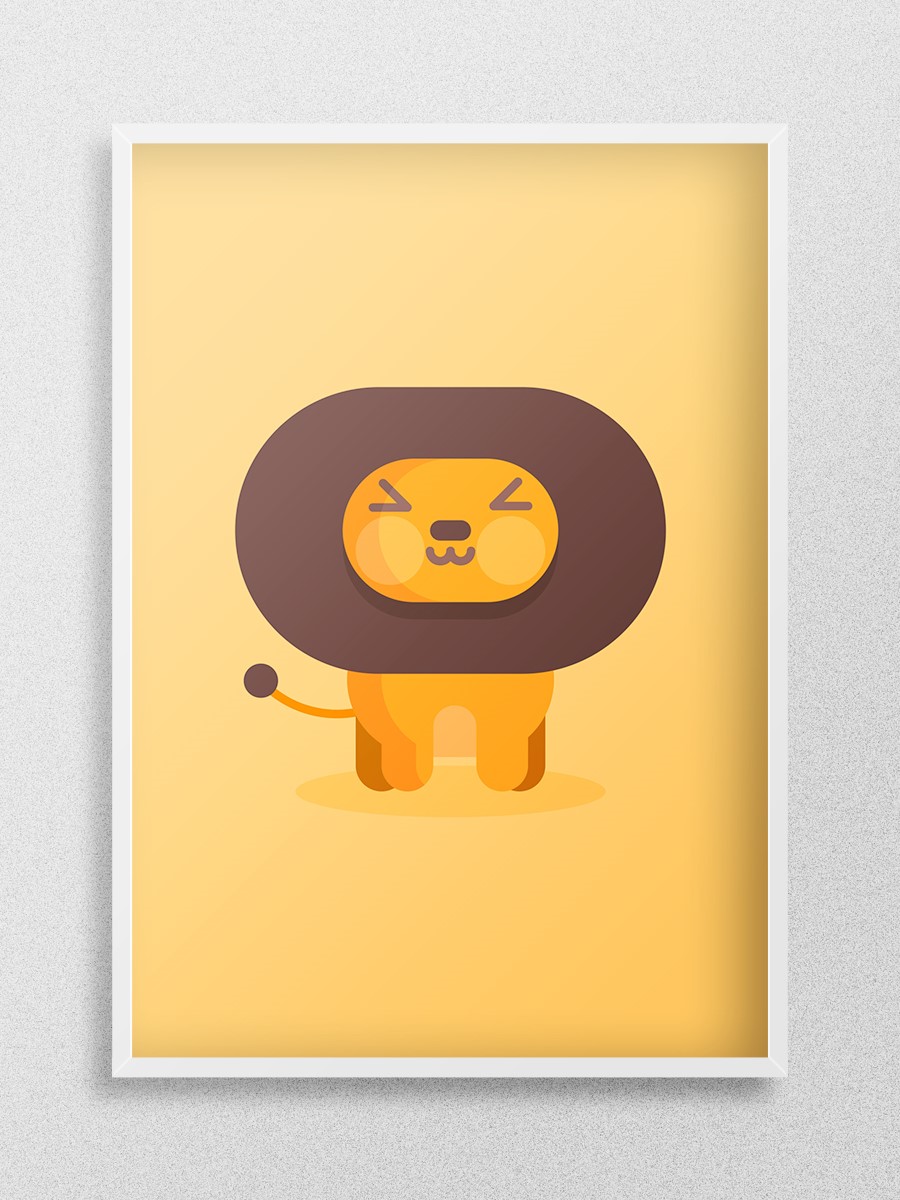 Sevimli Aslan Çocuk Odası Duvar Poster, Bebek Odası, Dekoratif Poster Çerçevesiz - En İyi Fiyatlarla