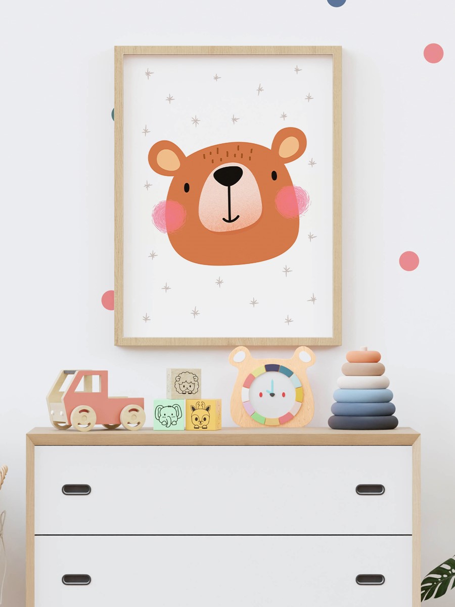 Sevimli Ayıcık Çocuk Odası Duvar Poster, Bebek Odası, Dekoratif Poster Çerçevesiz