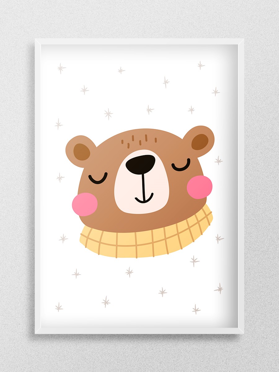 Sevimli Ayıcık Çocuk Odası Duvar Poster, Bebek Odası, Dekoratif Poster Çerçevesiz