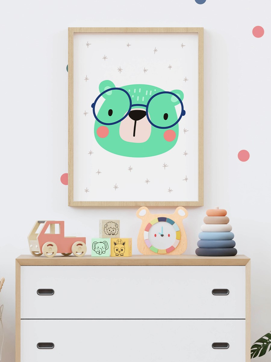 Sevimli Ayıcık Çocuk Odası Duvar Poster, Bebek Odası, Dekoratif Poster Çerçevesiz