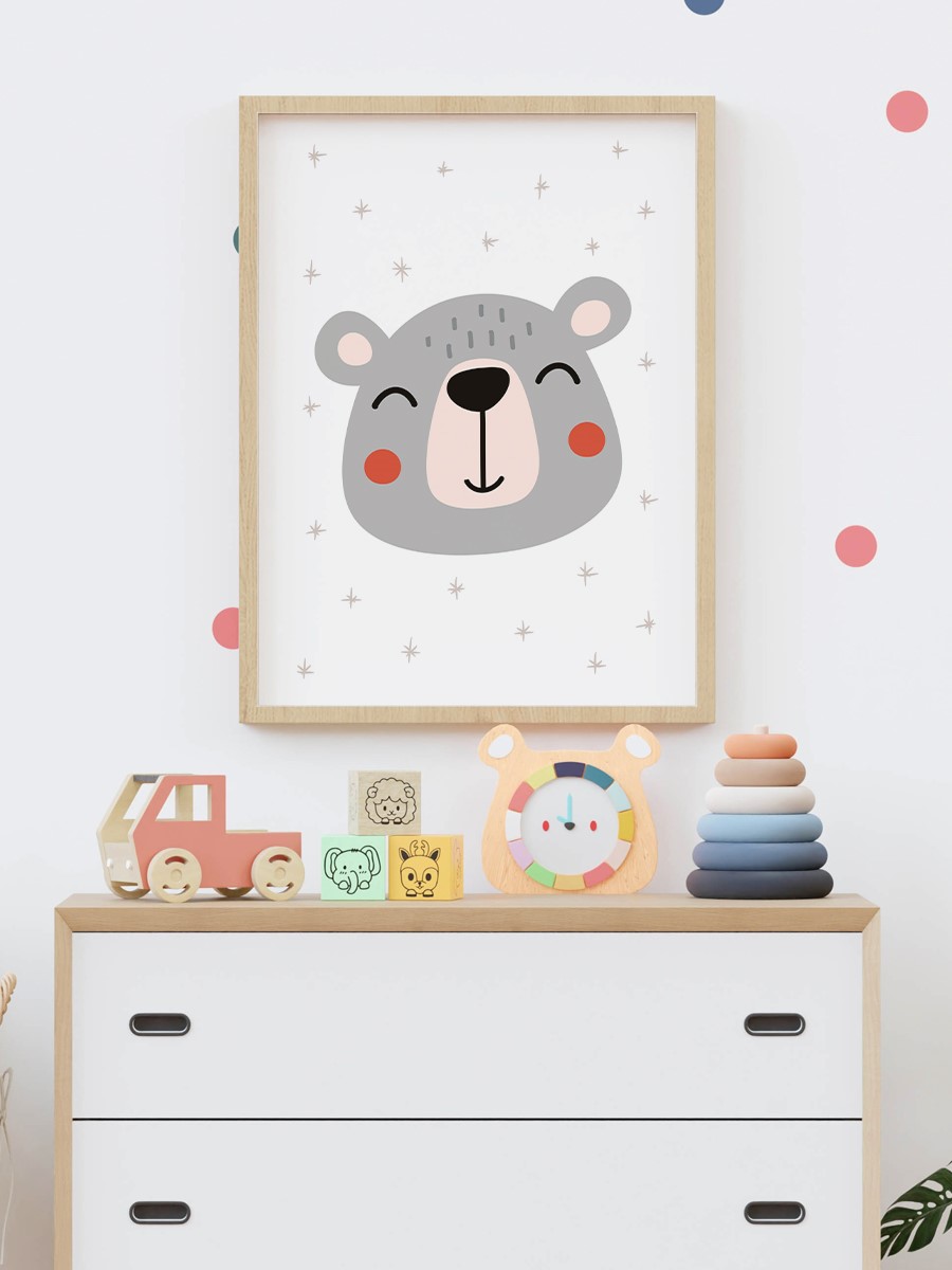 Sevimli Ayıcık Çocuk Odası Duvar Poster, Bebek Odası, Dekoratif Poster Çerçevesiz