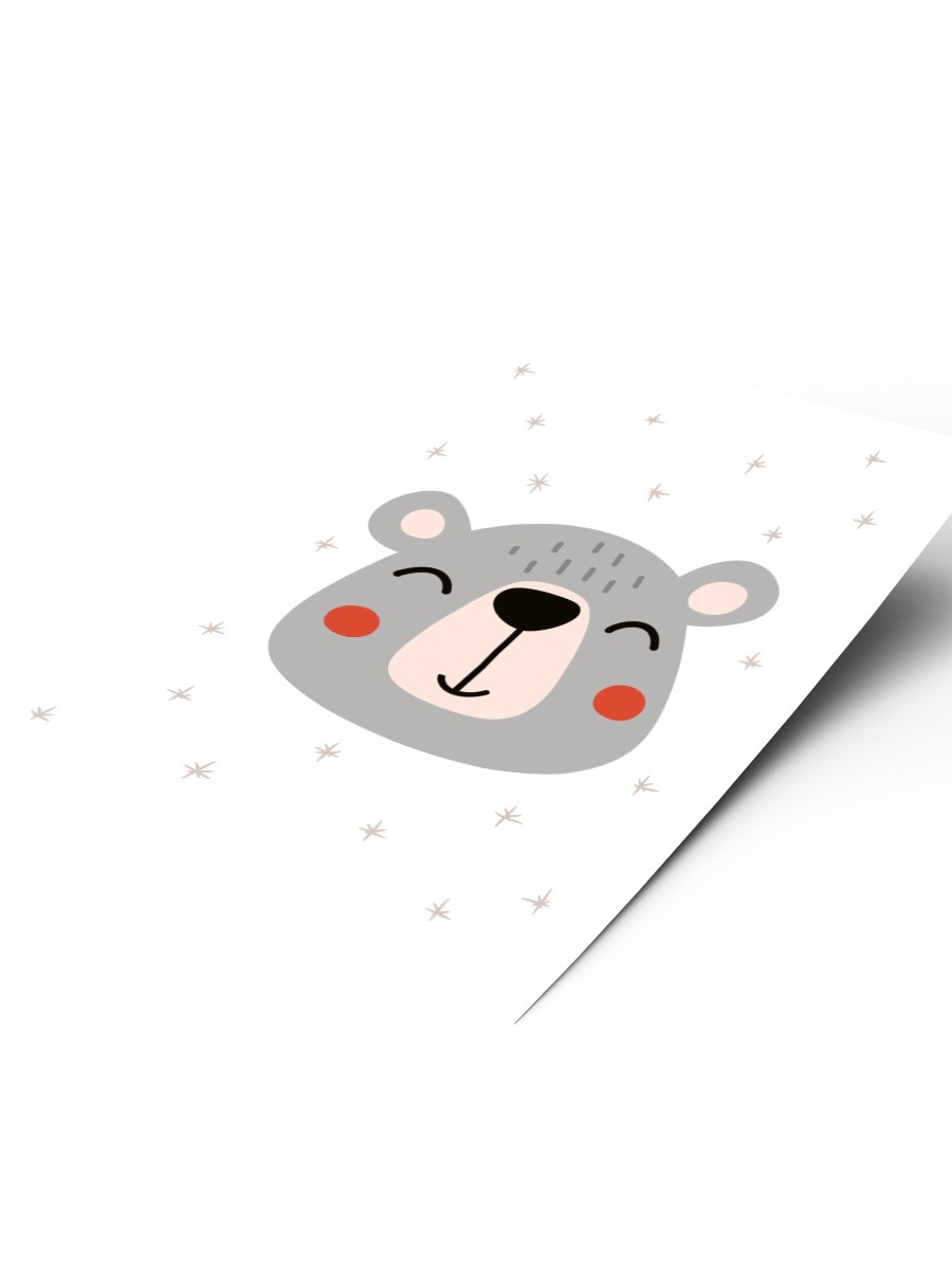 Sevimli Ayıcık Çocuk Odası Duvar Poster, Bebek Odası, Dekoratif Poster Çerçevesiz