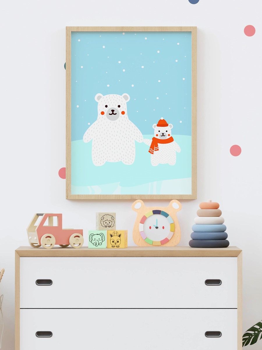 Sevimli Ayıcıklar Çocuk Odası Duvar Poster, Bebek Odası, Dekoratif Poster Çerçevesiz