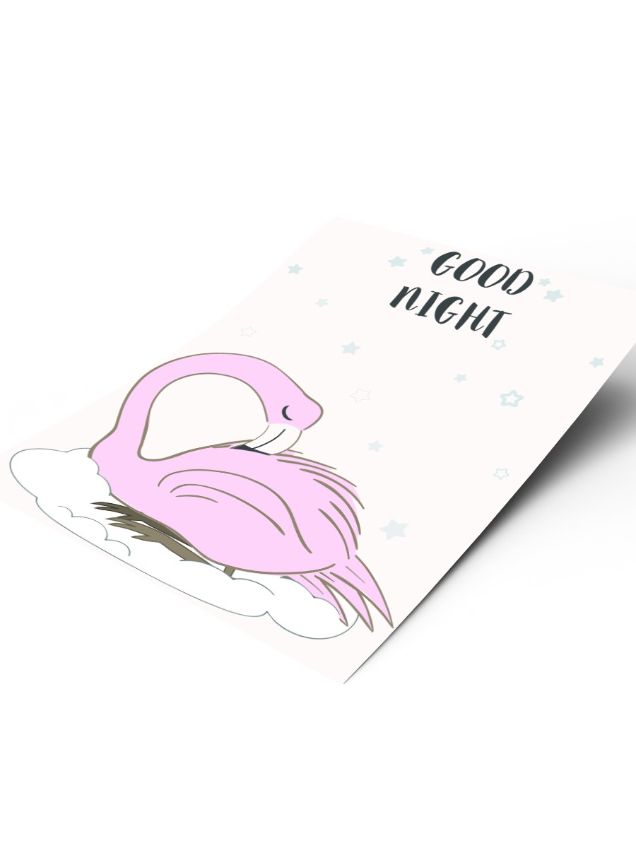 Sevimli Flamingo Çocuk Odası Duvar Poster, Bebek Odası, Dekoratif Poster Çerçevesiz