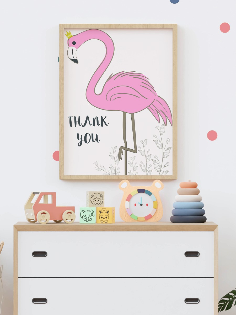 Sevimli Flamingo Çocuk Odası Duvar Poster, Bebek Odası, Dekoratif Poster Çerçevesiz