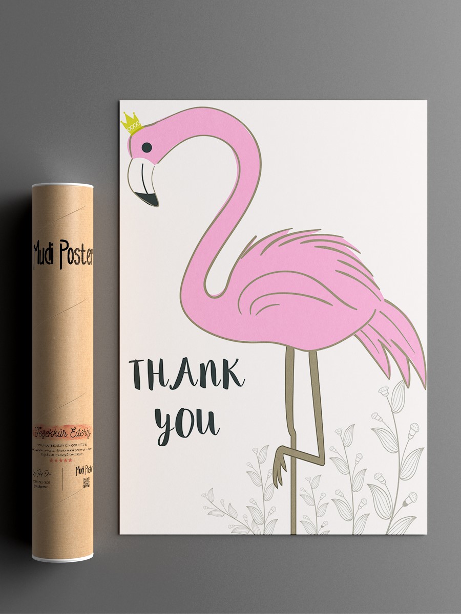 Sevimli Flamingo Çocuk Odası Duvar Poster, Bebek Odası, Dekoratif Poster Çerçevesiz