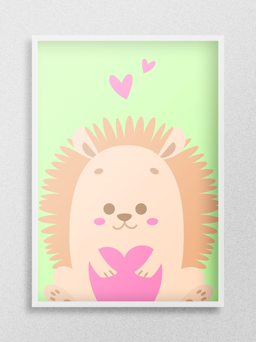 Sevimli Hayvan Kirpi Çocuk Odası Duvar Poster, Bebek Odası, Dekoratif Poster Çerçevesiz - En İyi Fiyatlarla