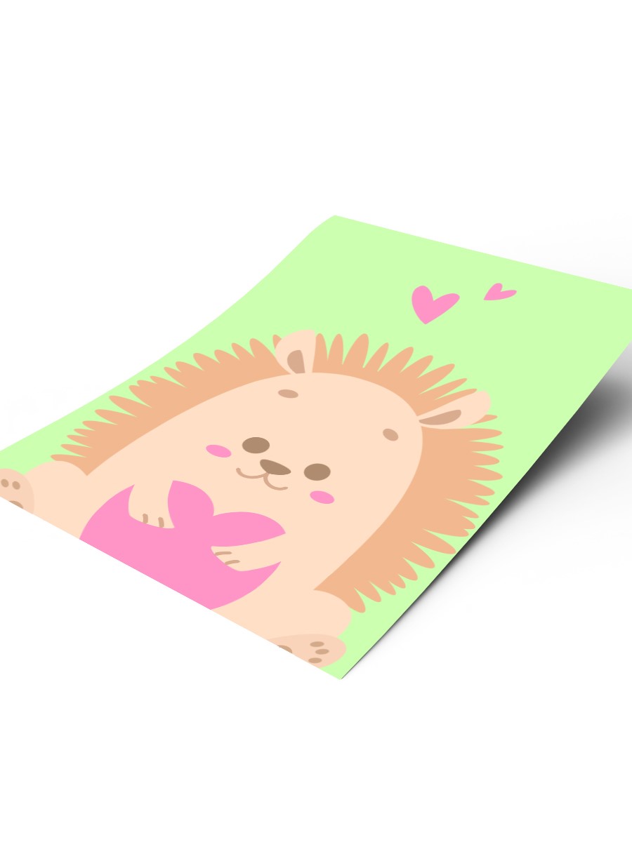 Sevimli Hayvan Kirpi Çocuk Odası Duvar Poster, Bebek Odası, Dekoratif Poster Çerçevesiz