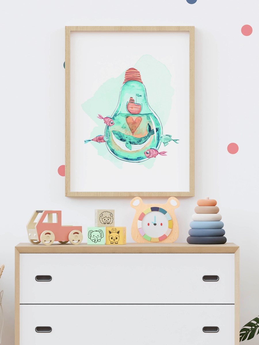 Sevimli Hayvan Çocuk Odası Duvar Poster, Bebek Odası, Dekoratif Poster Çerçevesiz