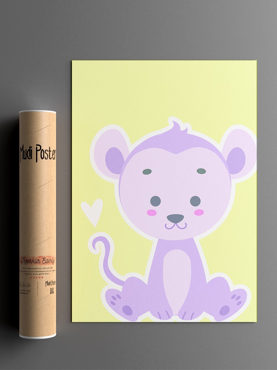 Sevimli Hayvan Çocuk Odası Duvar Poster, Bebek Odası, Dekoratif Poster Çerçevesiz