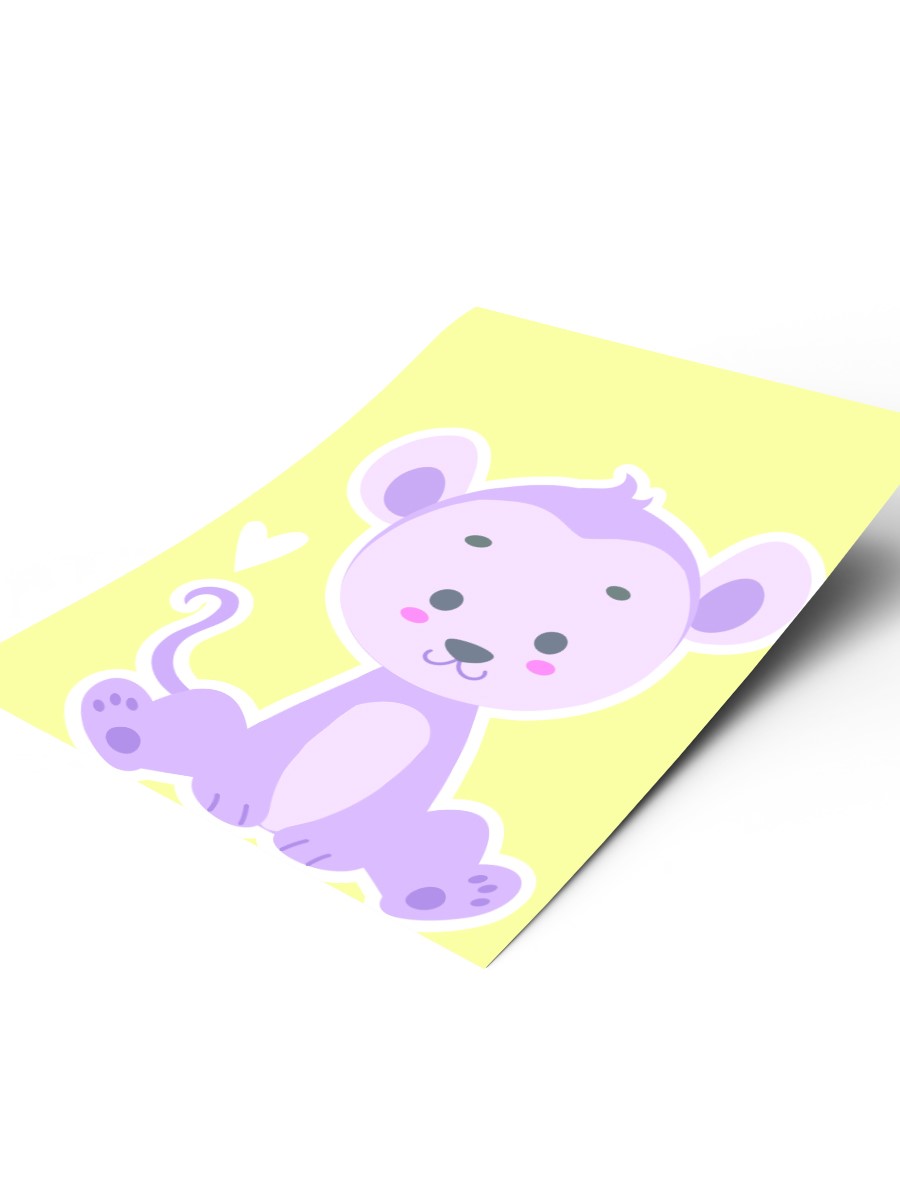 Sevimli Hayvan Çocuk Odası Duvar Poster, Bebek Odası, Dekoratif Poster Çerçevesiz