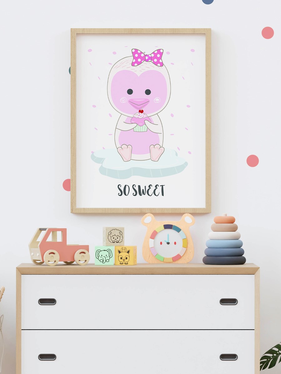 Sevimli Hayvanlar Çocuk Odası Duvar Poster, Bebek Odası, Dekoratif Poster Çerçevesiz