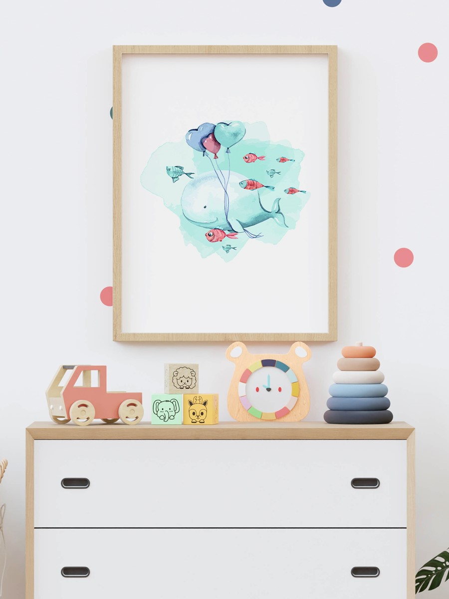 Sevimli Hayvanlar Çocuk Odası Duvar Poster, Bebek Odası, Dekoratif Poster Çerçevesiz