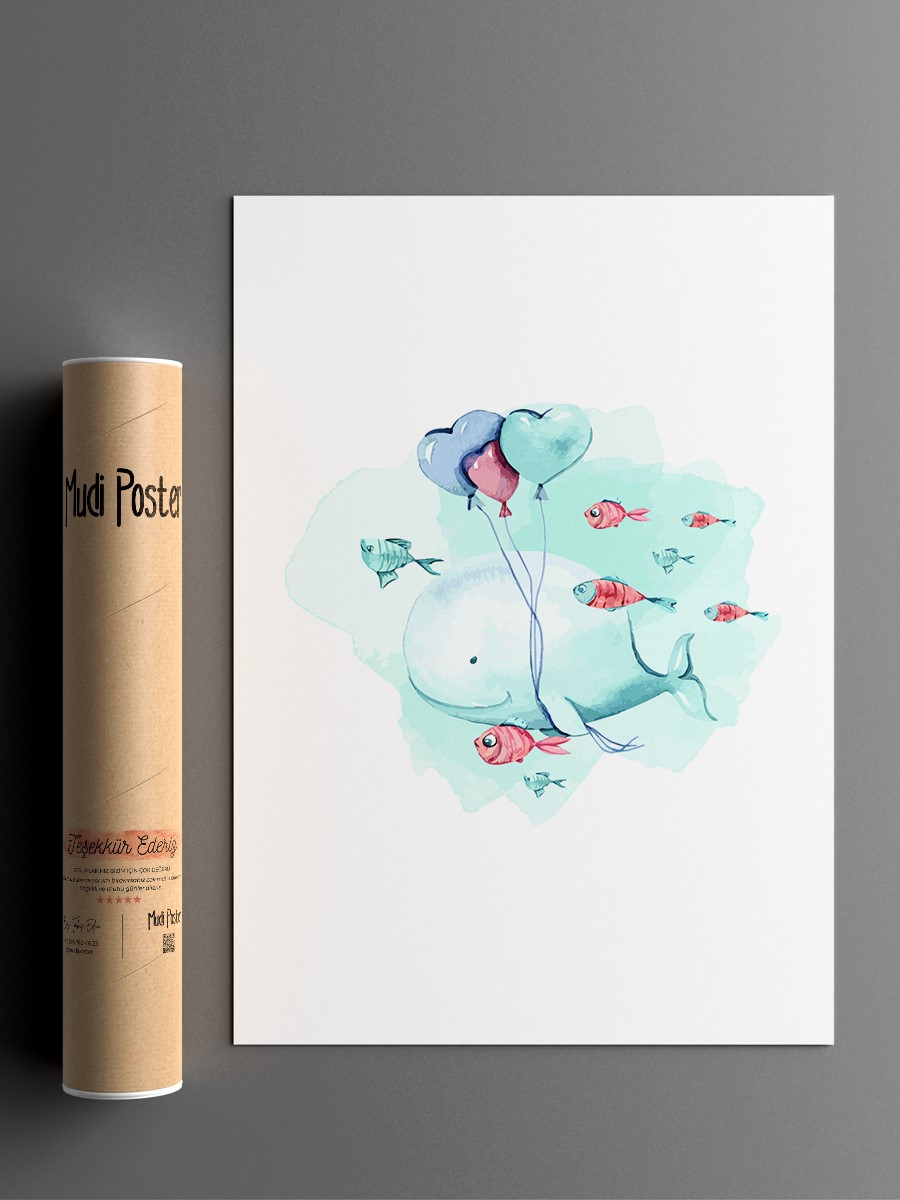 Sevimli Hayvanlar Çocuk Odası Duvar Poster, Bebek Odası, Dekoratif Poster Çerçevesiz