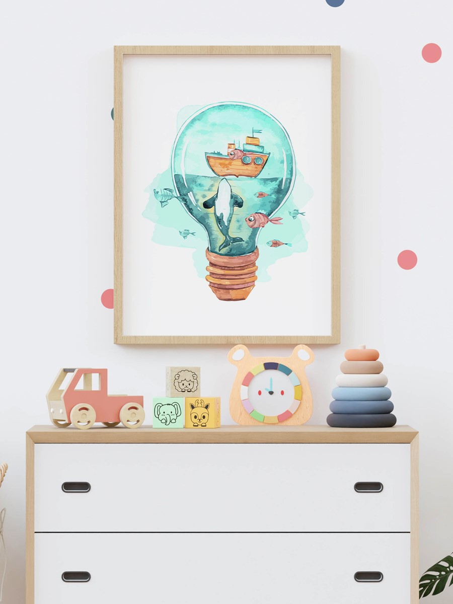 Sevimli Hayvanlar Çocuk Odası Duvar Poster, Bebek Odası, Dekoratif Poster Çerçevesiz