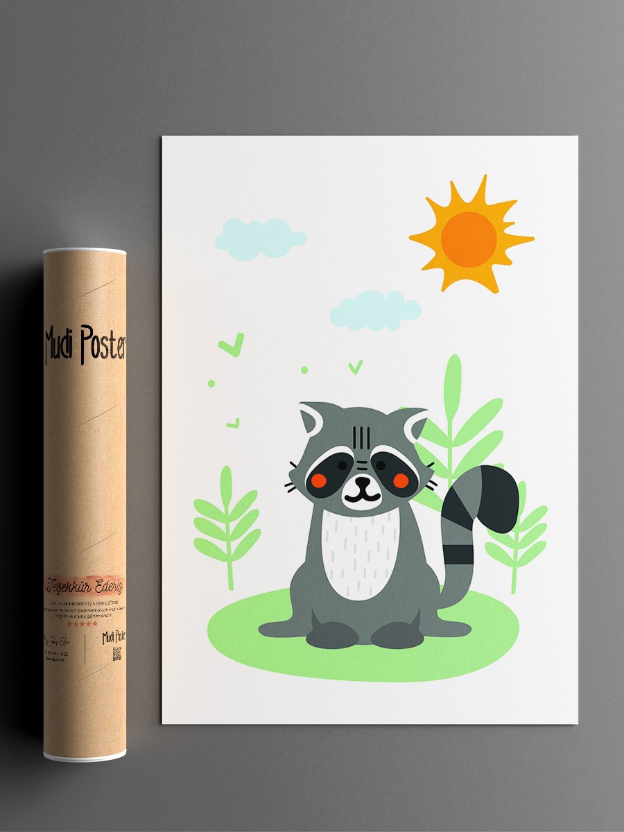 Sevimli Hayvanlar Çocuk Odası Duvar Poster, Bebek Odası, Dekoratif Poster Çerçevesiz