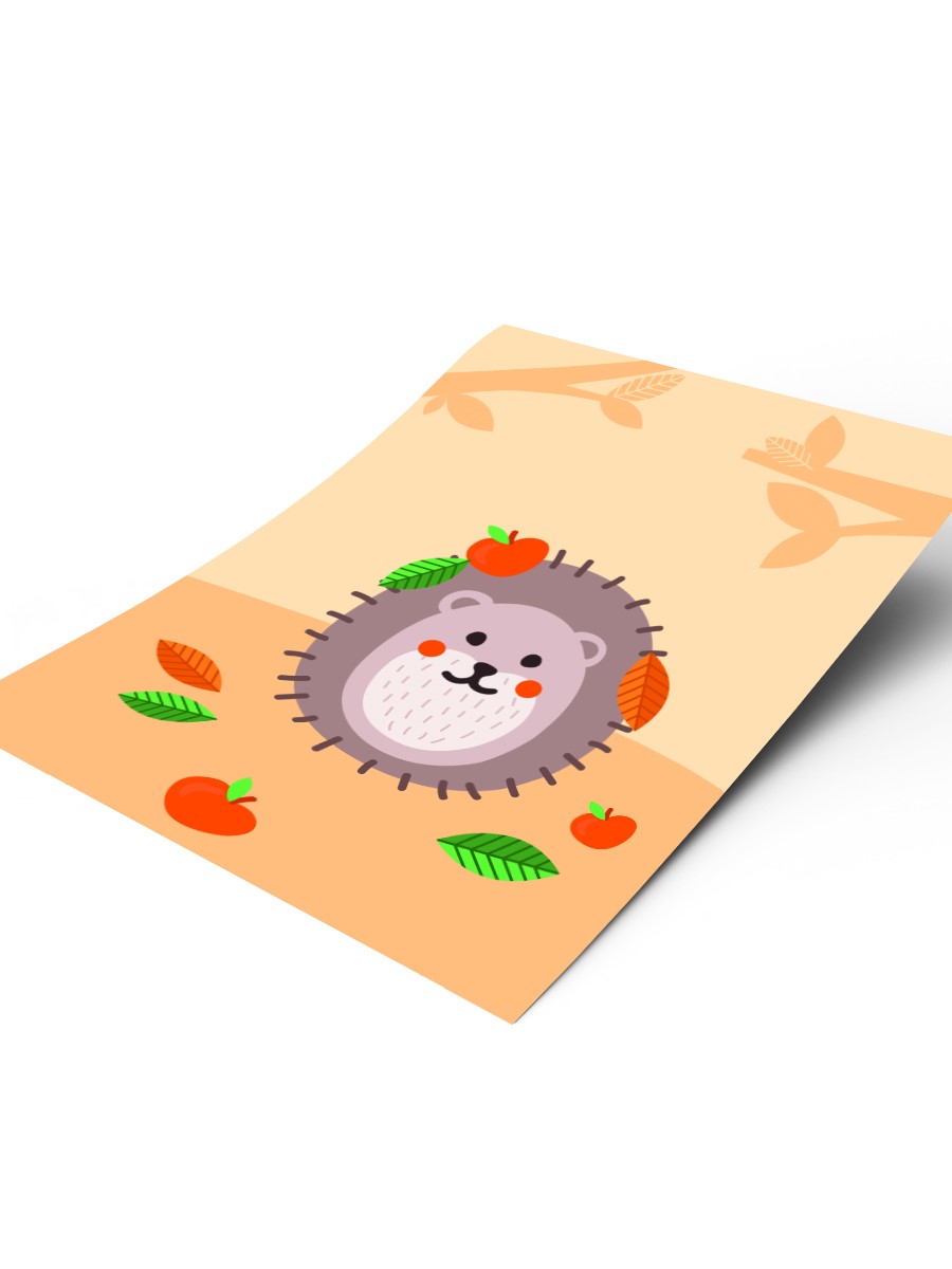 Sevimli Kirpi Çocuk Odası Duvar Poster, Bebek Odası, Dekoratif Poster Çerçevesiz